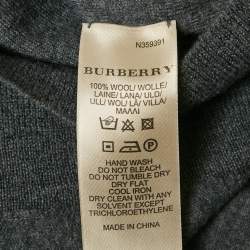 Pre Owned Burberry Brit Grey Wool Knit Elbow Patch Sweater M