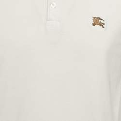 Pre Owned Burberry Brit White Pique Logo Detail Polo T-Shirt M