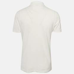 Pre Owned Burberry Brit White Pique Logo Detail Polo T-Shirt M