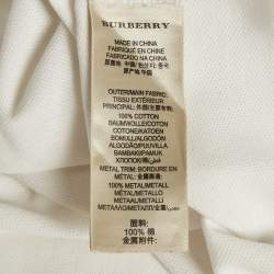 Pre Owned Burberry Brit White Pique Logo Detail Polo T-Shirt M