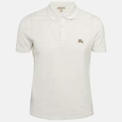 Pre Owned Burberry Brit White Pique Logo Detail Polo T-Shirt M