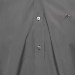 Pre Owned قميص بربري بريت قطن رمادي بأزرار أمامية مقاس إكسترا لارج