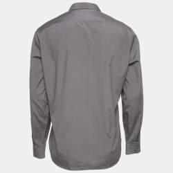 Pre Owned قميص بربري بريت قطن رمادي بأزرار أمامية مقاس إكسترا لارج