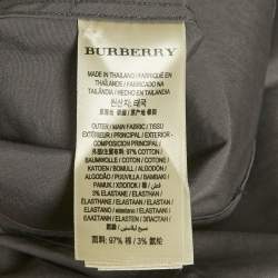 Pre Owned قميص بربري بريت قطن رمادي بأزرار أمامية مقاس إكسترا لارج