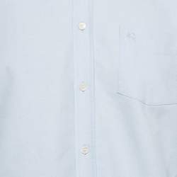 Pre Owned Burberry Blue Logo Embroidered Cotton Button Down Shirt XL