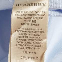 Pre Owned Burberry Blue Logo Embroidered Cotton Button Down Shirt XL