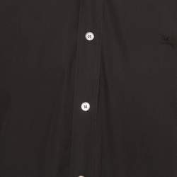 Pre Owned Burberry Brit Black Logo Embroidered Poplin Button Down Shirt XL