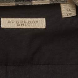 Pre Owned Burberry Brit Black Logo Embroidered Poplin Button Down Shirt XL
