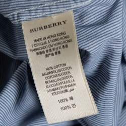 Pre Owned Burberry Brit Blue Striped Cotton Button Down Shirt L