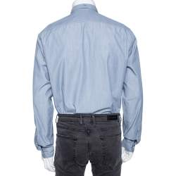 Pre Owned Burberry Brit Blue Striped Cotton Button Down Shirt L