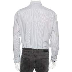 Pre Owned Burberry Brit Grey Striped Cotton Button Front Shirt L