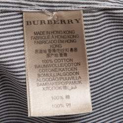 Pre Owned Burberry Brit Grey Striped Cotton Button Front Shirt L