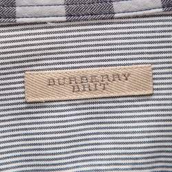 Pre Owned Burberry Brit Grey Striped Cotton Button Front Shirt L
