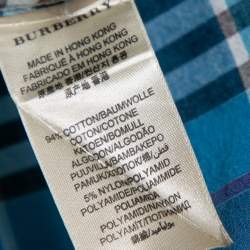 Pre Owned Burberry Brit Blue Checked Cotton Button Front Shirt L
