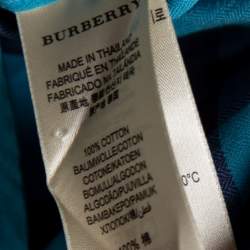 Burberry Brit Blue Checked Cotton Button Front Shirt L  