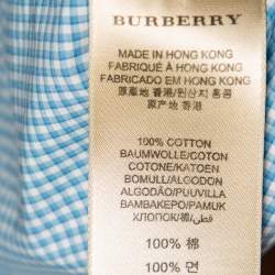 Burberry Brit Blue Micro Checked Cotton Button Down Shirt L