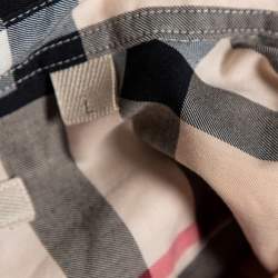 Pre Owned Burberry Brit Beige Checked Cotton Pocketed Button Down Shirt L