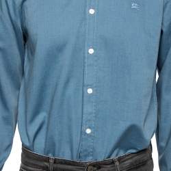 Pre Owned Burberry Brit Blue Cotton Button Front Shirt L