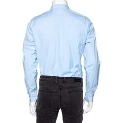 Pre Owned Burberry Brit Blue Cotton Long Sleeve Button Front Shirt M