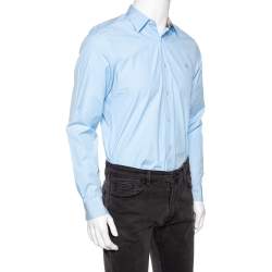 Pre Owned Burberry Brit Blue Cotton Long Sleeve Button Front Shirt M