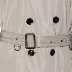 Pre Owned Burberry Brit Beige Synthetic Double Breasted Belted Trench Coat L