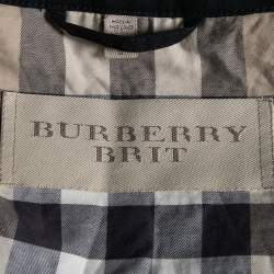 Pre Owned Burberry Brit Black Gabardine Double Breasted Belted Trench Coat L