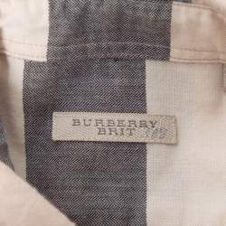Burberry Brit Beige Checked Cotton Button Front Shirt S
