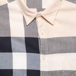 Burberry Brit Beige Checked Cotton Button Front Shirt S