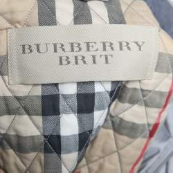 Pre Owned Burberry Brit Grey Quilted Sleeveless Haymarket Vest M