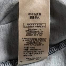 Pre Owned Burberry Brit White and Blue Cotton Striped Crew Neck T-Shirt L
