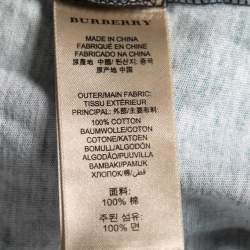 Pre Owned Burberry Brit White and Blue Cotton Striped Crew Neck T-Shirt L