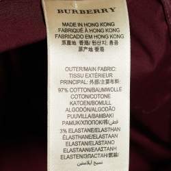 Pre Owned Burberry Brit Burgundy Stretch Cotton Button Front Shirt S