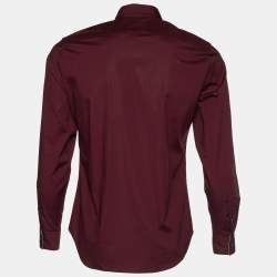 Pre Owned Burberry Brit Burgundy Stretch Cotton Button Front Shirt S