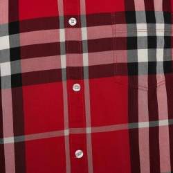 Burberry Brit Red Checked Cotton Button Front Shirt M
