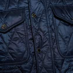 Pre Owned Burberry Brit Blue Quilted Synthetic Button Front Jacket XL
