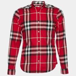 Burberry Brit Red Check Print Cotton Button Front Shirt S