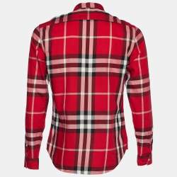 Burberry Brit Red Check Print Cotton Button Front Shirt S