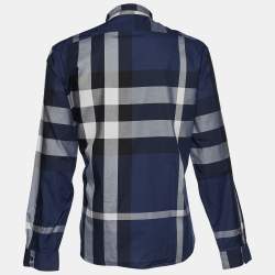 Pre Owned Burberry Brit Blue Checked Cotton Button Down Shirt XXXL