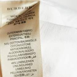 Burberry Brit White Cotton & Linen Pocketed Button Front Shirt XXL