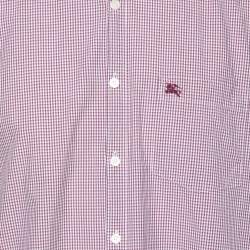 Burberry Brit Red Checkered Pattern Cotton Button Front Shirt XXL