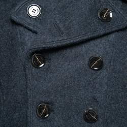 Pre Owned Burberry Brit Navy Blue Wool Double Breasted Coat M