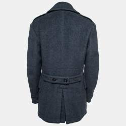 Pre Owned Burberry Brit Navy Blue Wool Double Breasted Coat M