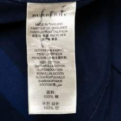 Pre Owned Burberry Brit Navy Blue Checked Cotton Button Down Shirt S