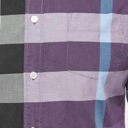 Burberry Brit Purple Checked Cotton Button Down Shirt S