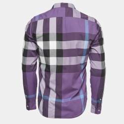 Burberry Brit Purple Checked Cotton Button Down Shirt S Burberry Brit | TLC