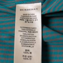 Pre Owned Burberry Brit Green Checked Cotton Concealed Button Shirt XL