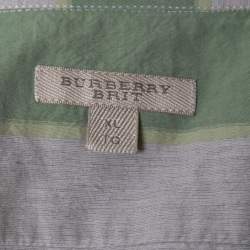 Burberry Brit Grey & Green Checked Cotton Button Front Shirt XL
