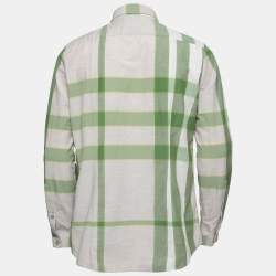 Burberry Brit Grey & Green Checked Cotton Button Front Shirt XL