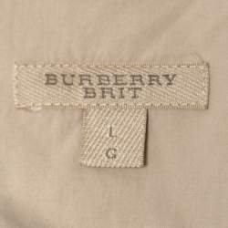 Burberry Brit Beige Checked Cotton Button Front Shirt L