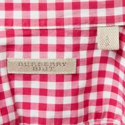 Pre Owned Burberry Brit Pink/White Checked Full Sleeve Shirt S